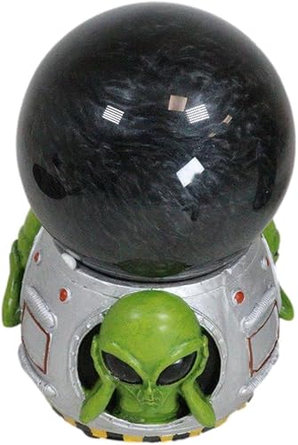 Miniatura 4 de Ebros Gift Flying Saucer Space Nave UFO Invader Green ET Roswell Alien See Hear Speak No Evil Aliens Black Sandstorm Ball Figura decorativa de 6