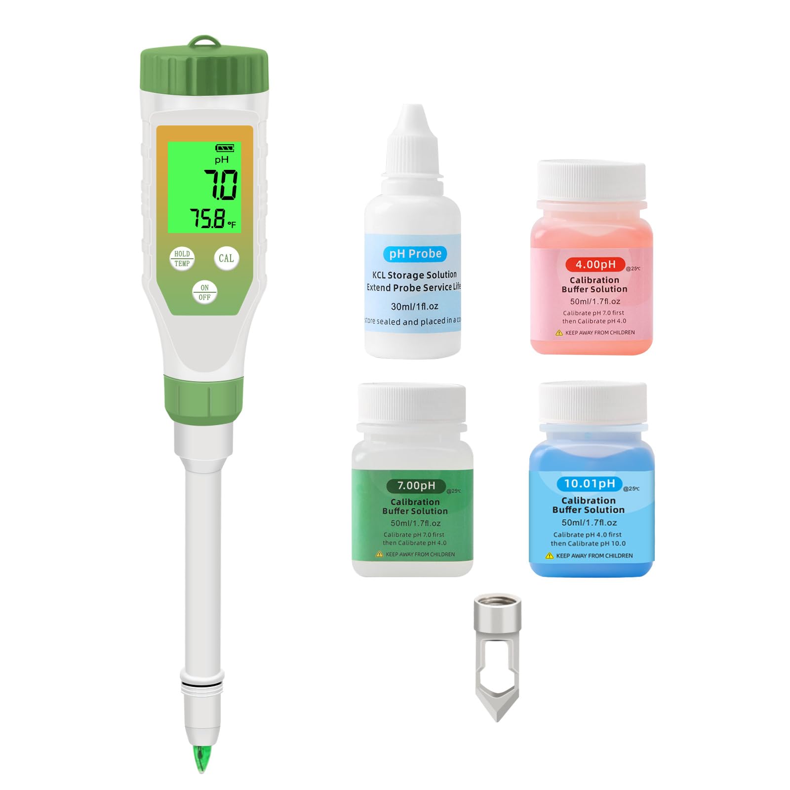 Digitale pH Messgerät, Wasser und Lebensmittel pH-Tester | Hohe Präzision Garten Boden pH Messgerät Kit mit LCD ℃/℉ Display für Lösung,für Fleisch, Brot, Käse,Pool