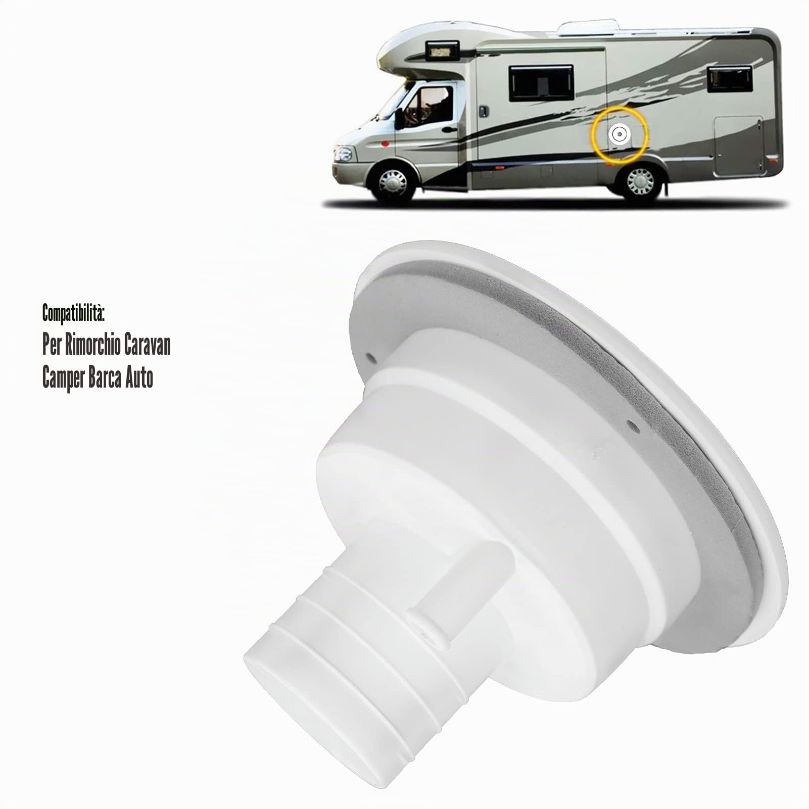 Tappo del Serbatoio, Ingresso per Camper e Caravan, Serbatoio Carburante e Acqua con 2 Chiavi (Bianco)