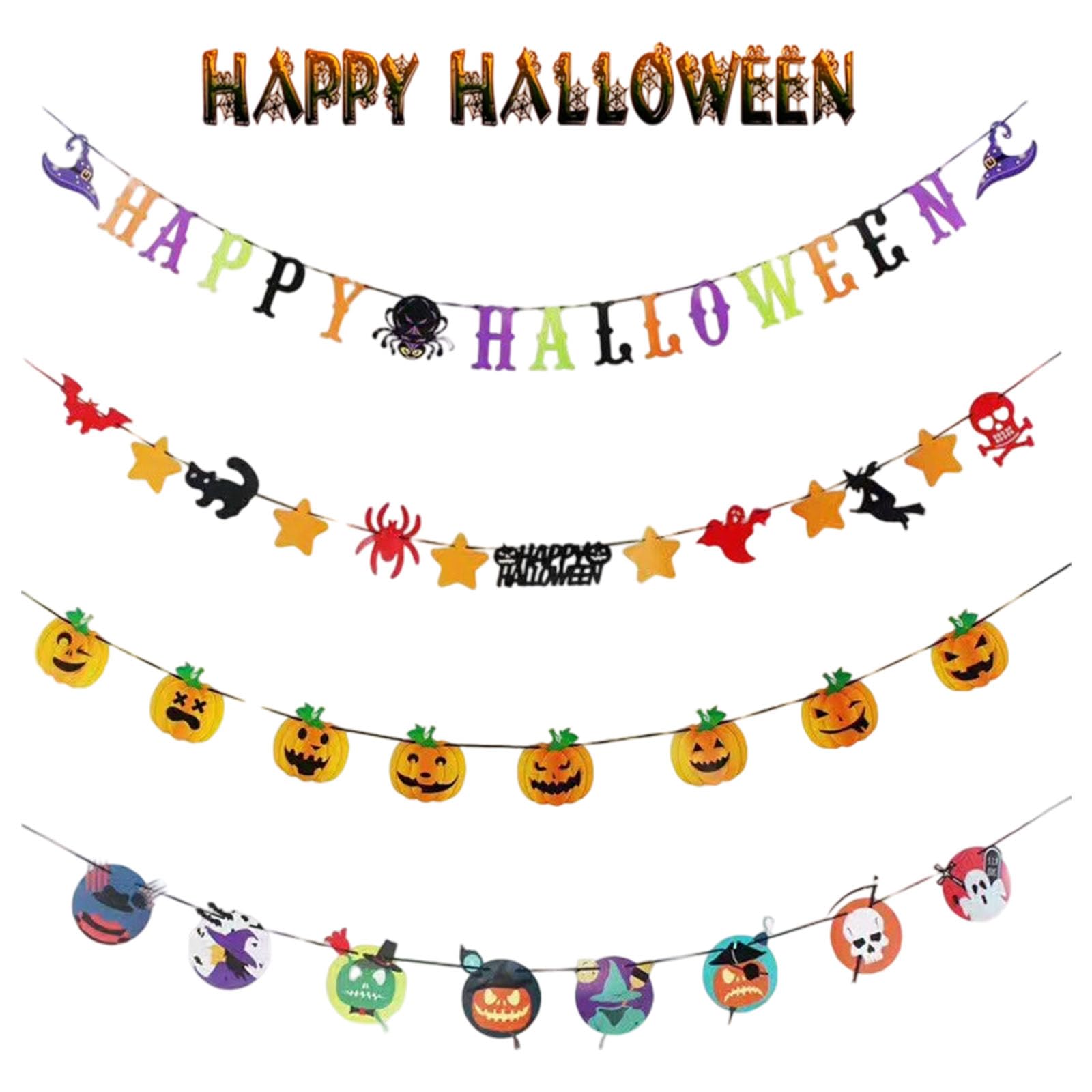 Carotoe L Halloween Decoration Paper Banners Pumpkin Bunting Hanging Ornament For Holiday Parties And Retai Shop Window Display Pumpkin Halloween Banners