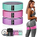 PORTENTUM Elastici fitness, set di 3 fasce elastiche fitness antiscivolo in tessuto. 3 livelli di resistenza per Crossfit, Yoga, Glutei e altri sport e borsa di stoccaggio