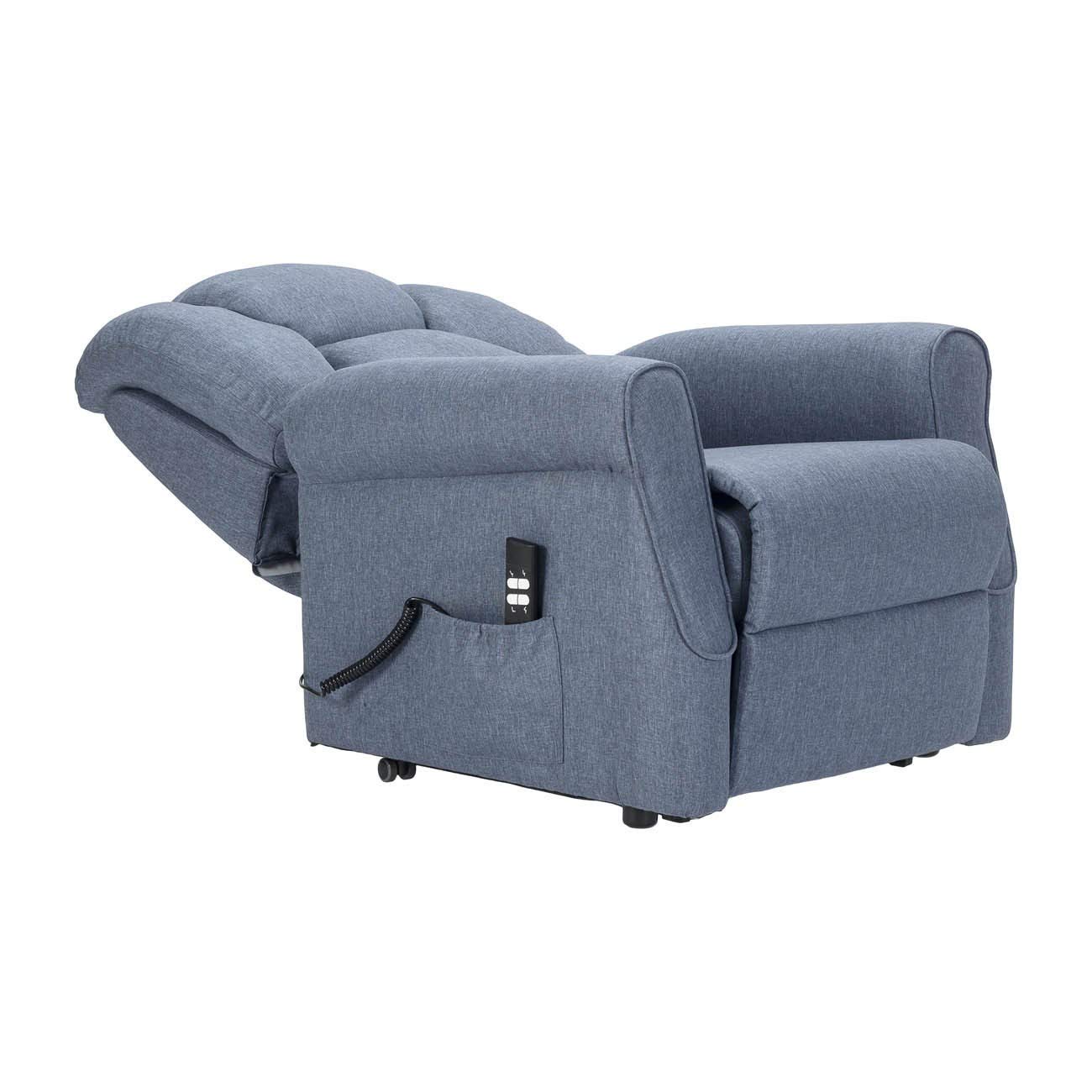 Angela 2 Moteurs Fauteuil releveur Relax Dispositif Médical système de Roue Doux siège à Micro-Ressorts résistant aux Taches fauteuils inclinables Bleu Denim