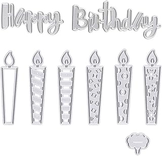 Happy Birthday Candle Cutting Dies Stencil Metal Template Moulds, Embossing Tool for Album Paper Card Making Scrapbooking DIY Etched Dies Craft