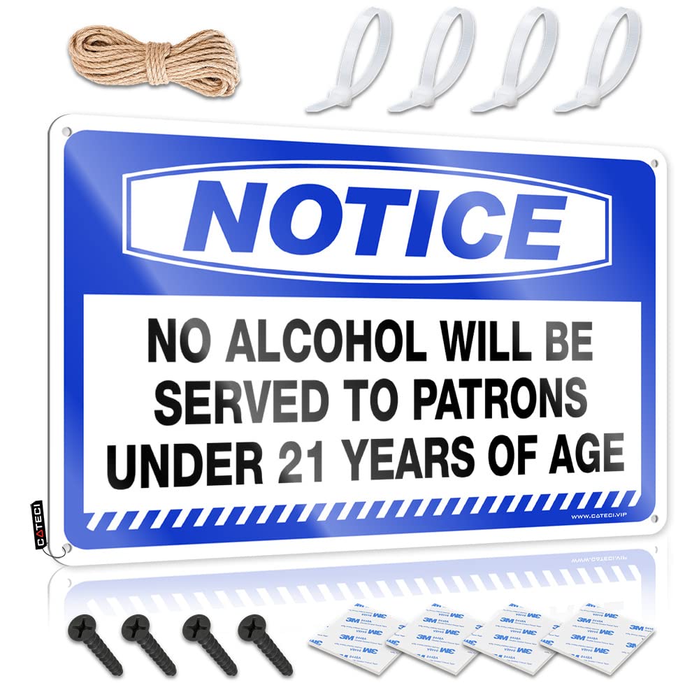Ztbbdnqha Men's One Color Funny Sarcastic Metal Tin Sign Bathroom Notice No Alcohol Will Be Served To Patrons Under 21 Years Of Age Tin Sign Funny Garage Signs For Things For Boys Room(30X40cm)