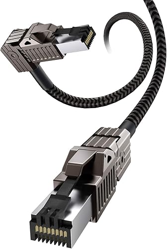 Hagibis - Cable Ethernet CAT8, cable de red LAN de 360 con aleación de zinc RJ45, trenzado 24AWG 40Gbps 2000Mhz de alta velocidad para juegos, PS4,