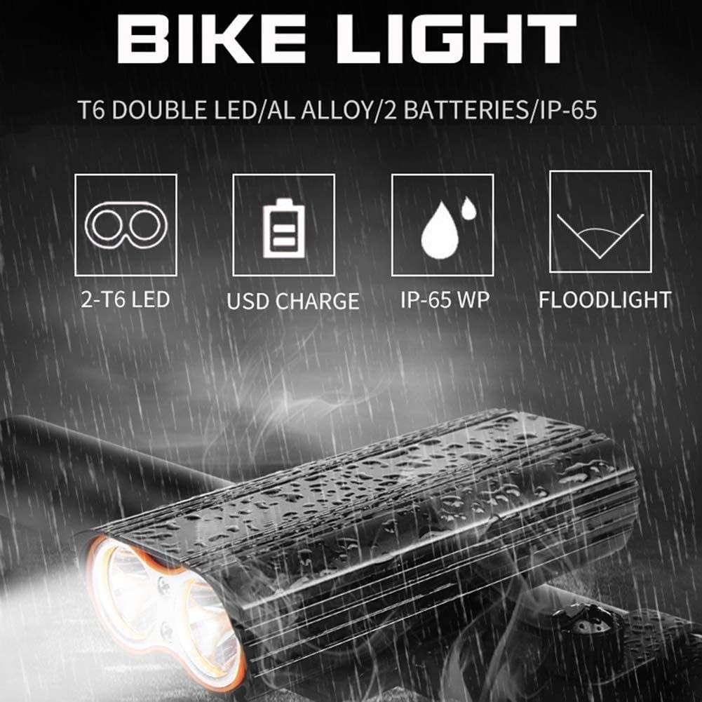 Luz de Bicicleta, luz de Bicicleta Fácil de Montar, Super Brillante 2400 lúmenes Potente Faro de la Bicicleta Compatible con: Montaña, Niños, Calle, Bicicletas, Iluminación Delantera y Trasera