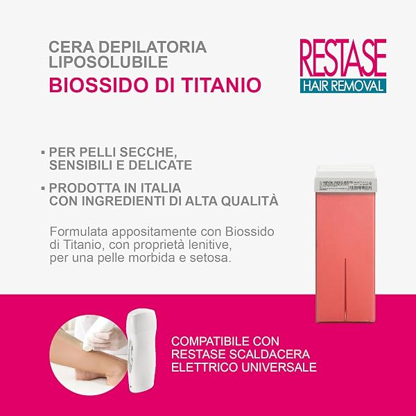 RESTASE | Cera Depilatoria Liposolubile Roll On, Biossido di Titanio, per Pelli Secche, Sensibili e Delicate, 100 ml, Made in Italy - 3