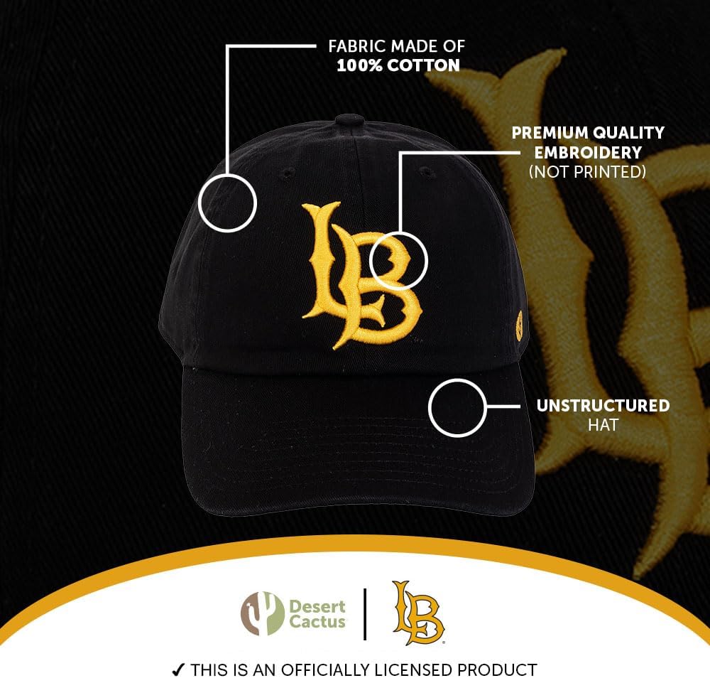 Desert Cactus Cal State University Long Beach Baseball Hat California Dirtbags Brimmed Embroidered Cap Adjustable Cloth Strap