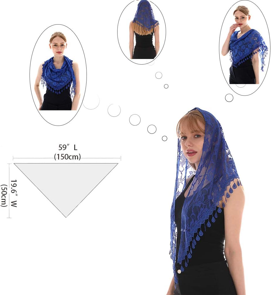LMVERNA Lace Infinity Veil Mantilla Catholic Church Head Covering Latin Mass - Image 2