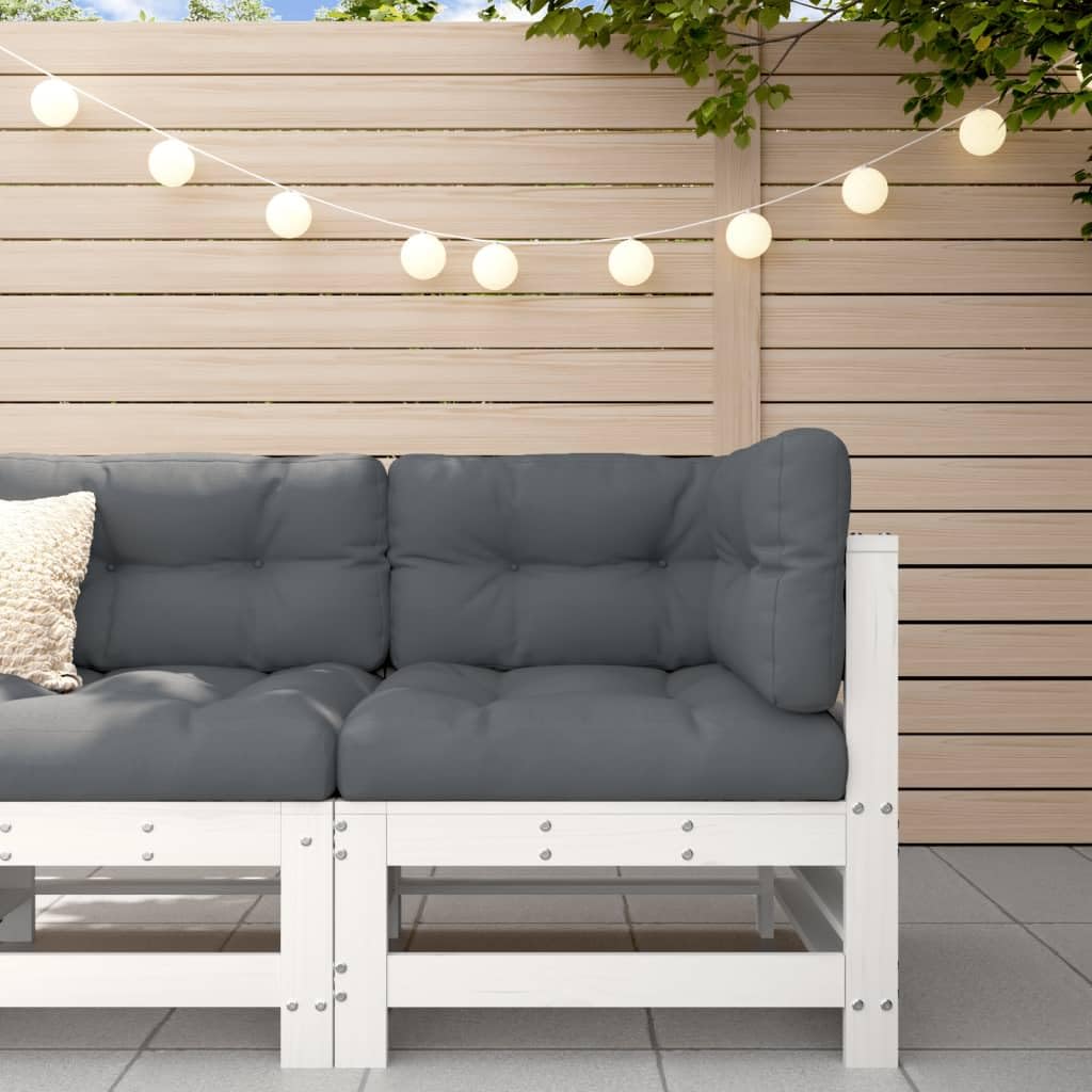 Divano angolare da giardino bianco in legno di pino massello con design a doghe, divano da giardino modulare per terrazza, cortile o giardino, comodo schienale, max 110 kg per seduta