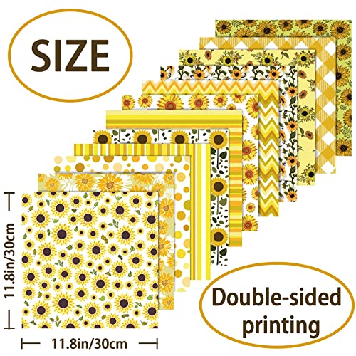 12‘ X12’ Inches Sunflower Specialty Paper Sheets Gift Wrapping Paper Autumn 12 Designs Double-Sided Craft Paperorigami Paper Fall 24Pcs #TOP1