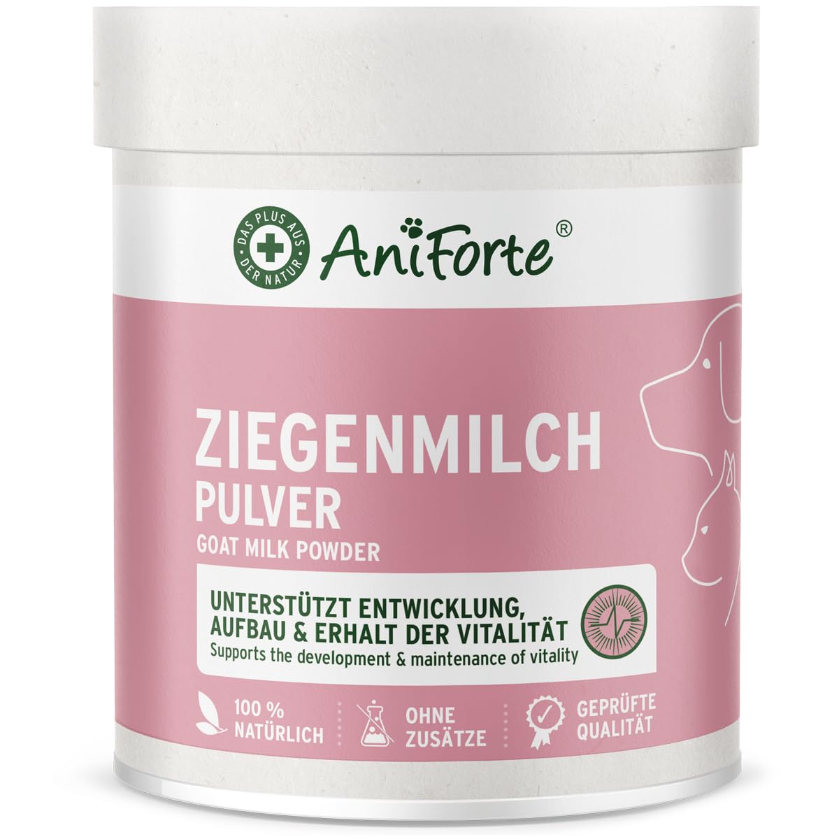 AniForte Ziegenmilch Pulver für Hunde 500 g - essentielle Nährstoffe für jedes Alter, für Immunsystem, Verdauung & Vitalität, als Muttermilchersatz