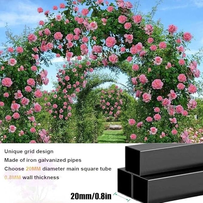 Arche de jardin réglable en métal lourd pour treillis durable noir - 6