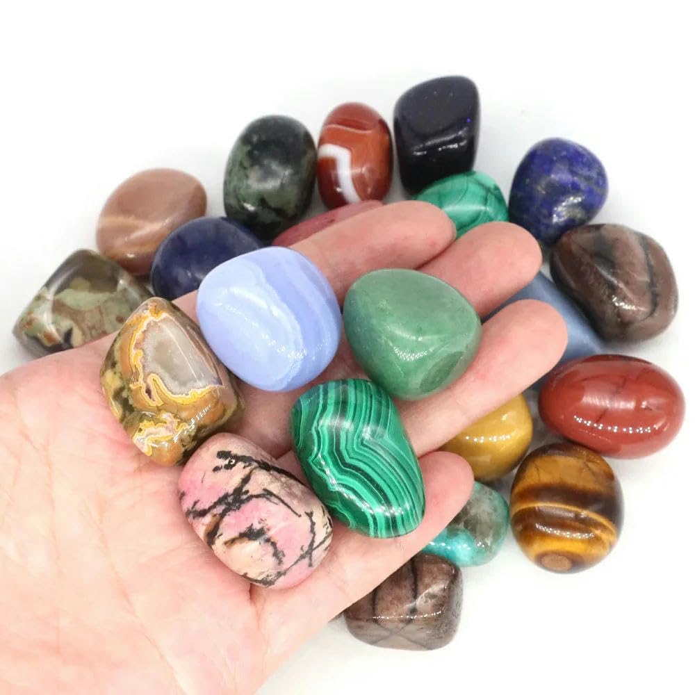 Piedras naturales pulidas, mineral a granel, grava, muestra, cristales curativos, cuarzo, minerales energéticos, acuario, decoración del hogar, gemas decorativas, ágata de encaje azul, 200 g