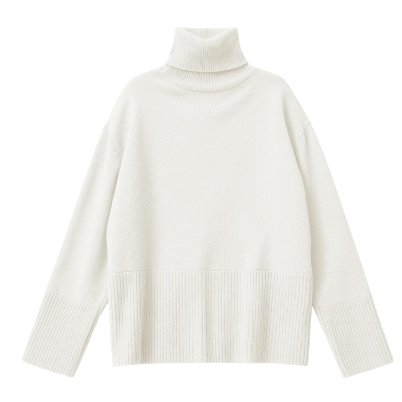 Oversize-Strickpullover mit geteiltem Saum, weicher Stehkragen, lässiger Winter, langärmeliger Rundhalsausschnitt, lockere Passform, Bequeme Herbstmode