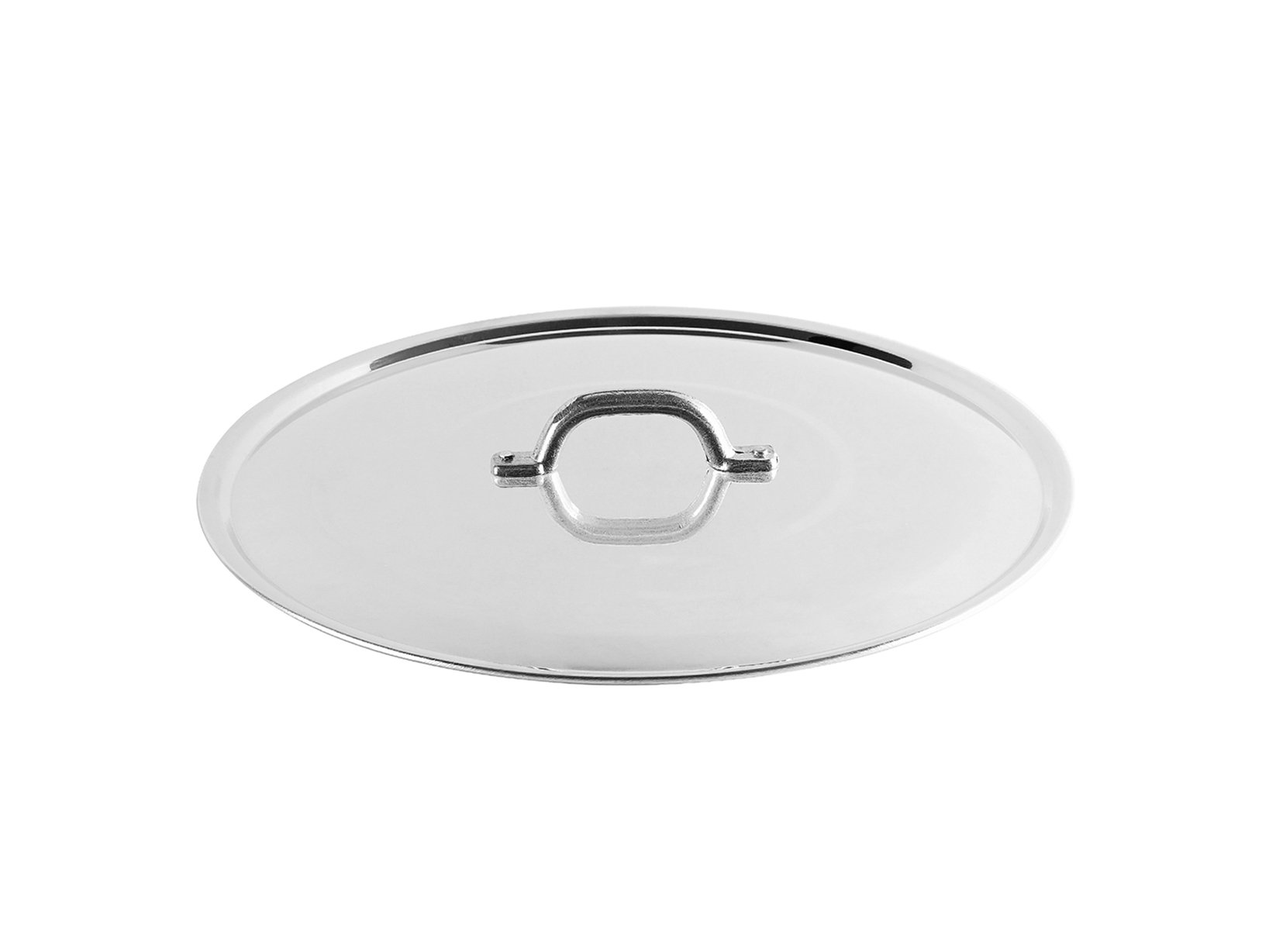 Baldassare Agnelli Silver Pentole Agnelli Fama2926 Flat Lid With Handle, Rim And Bridge, Heavy Type In Bltf Aluminum, Polished 26 Cm