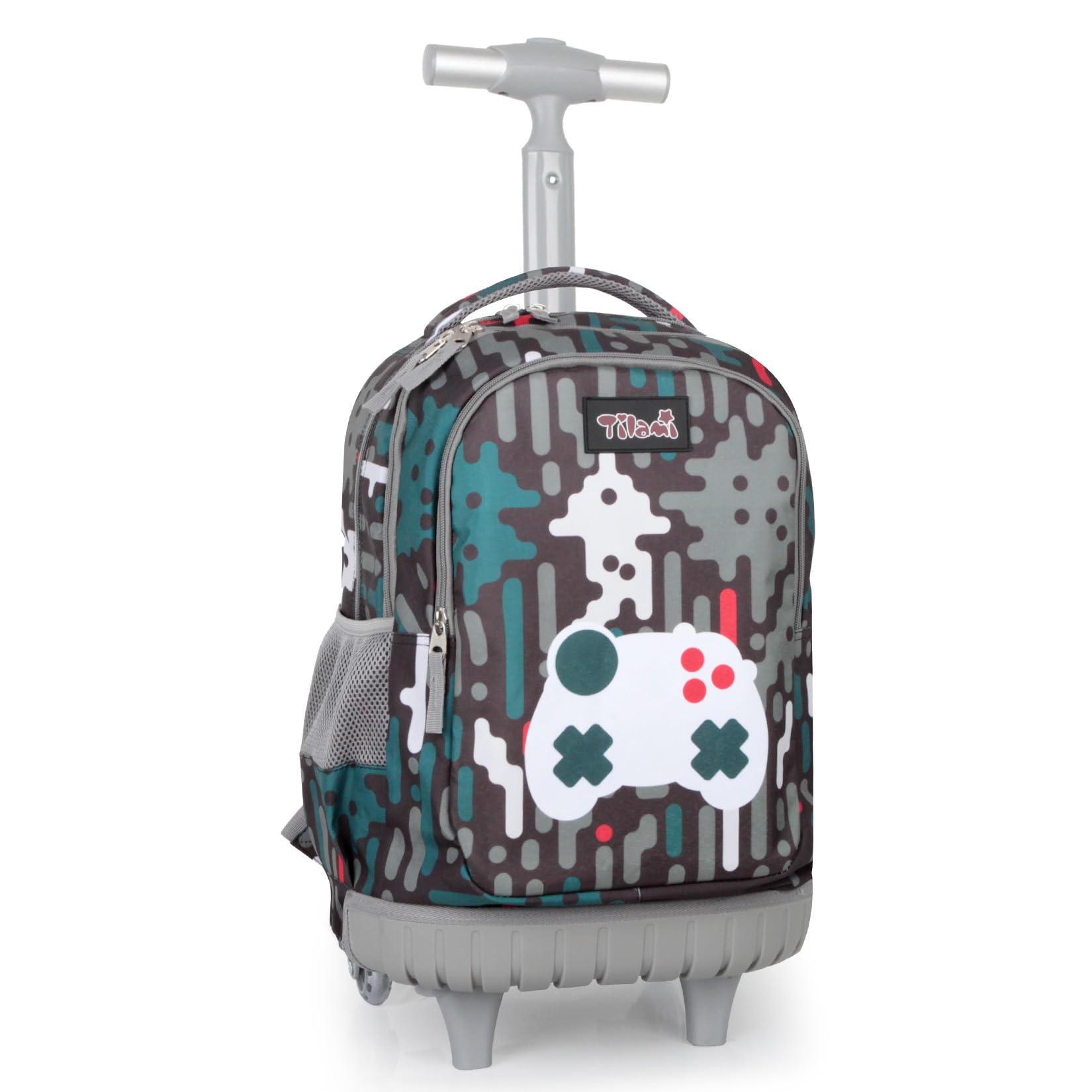 Tilami Rolling Backpack for Kids 18 Inch Wheeled Bookbag for Boys & Girls for School & Travel,Game