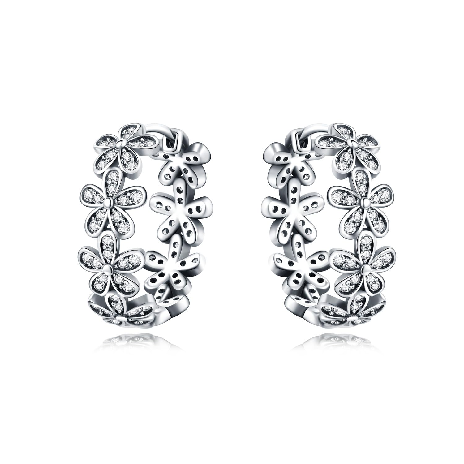Pendientes de aro de plata de ley 925 para mujer, hipoalergénicos, estilo huggie — view 27