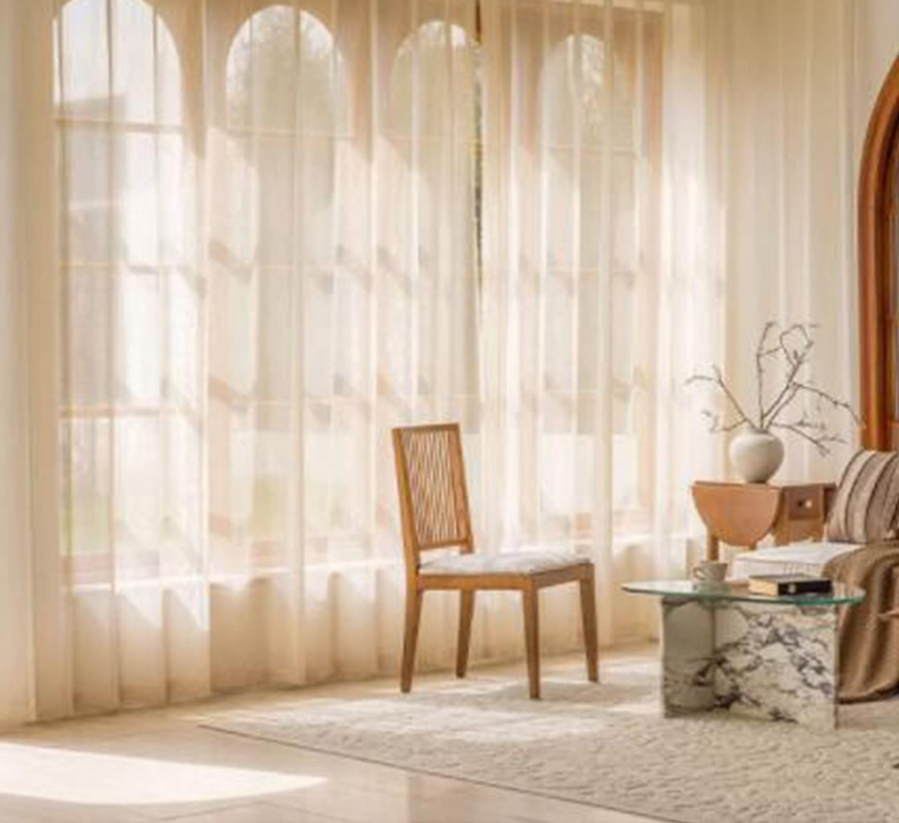 Rideau semi-transparent doré aspect lin lot de 2 en polyester salon 102x160cm