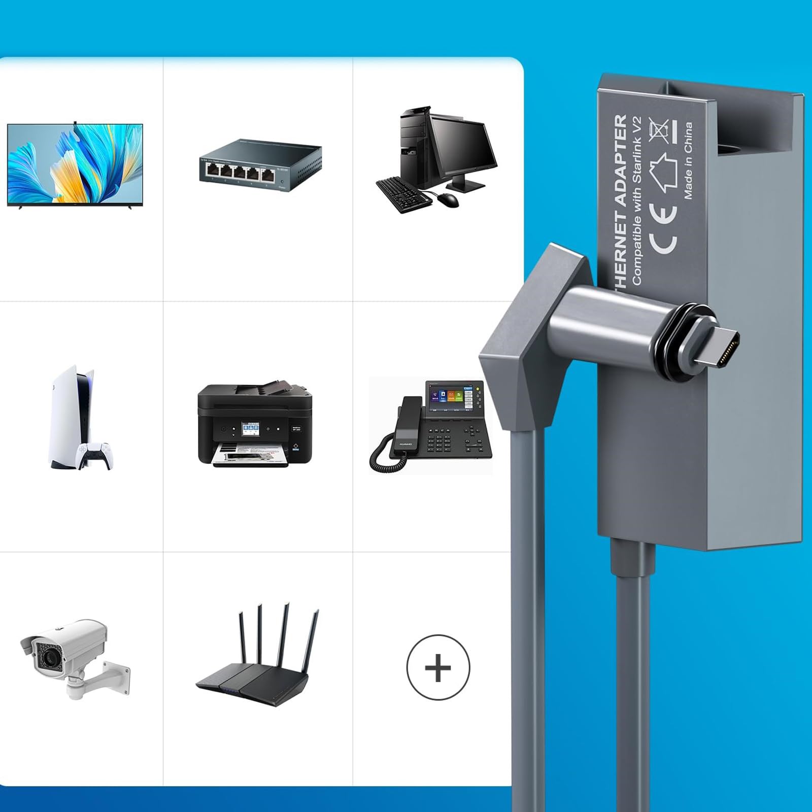 Adattatore Ethernet Per Connessione Cablata Stabile Con Adattatore Rete Esterno Satellitare Attivato