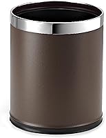 Vista 8 de Cubo de basura de metal 'Invisi-Overlap', papelera de oficina pequeña con parte superior abierta, forma redonda (negro)