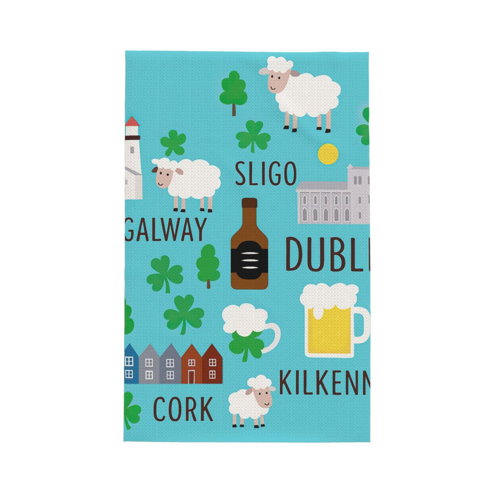 Xxahnbm Black Irish Symbols Print Waffle Kitchen Towel,Absorbent Hand Towel