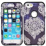 iPhone 6s Case, MagicSky [Shock Absorption] Hybrid Dual Layer Armor Defender Protective Case Cover for iPhone 6 (2014) / 6s (2015) - Black/Flower2