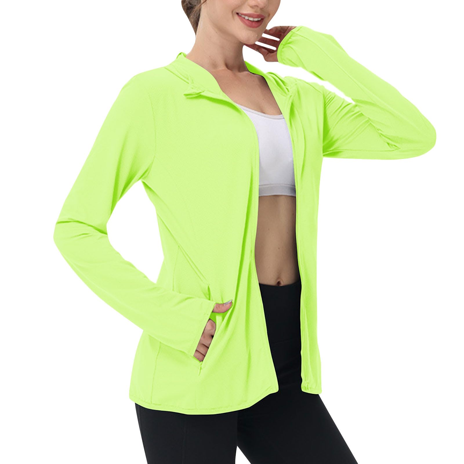 Sun Jacket for Women UPF 50+ Lightweight Athletic Jacket Sun Protection Full Zip Hoodies Shirts Hiking Outdoor Pockets — view 25