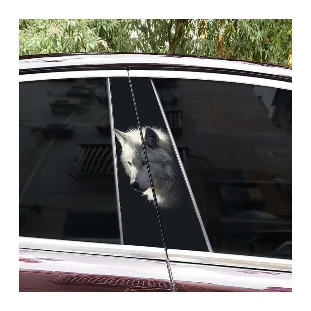 Lot de 2 autocollants tête de loup pour pilier central de voiture style animal