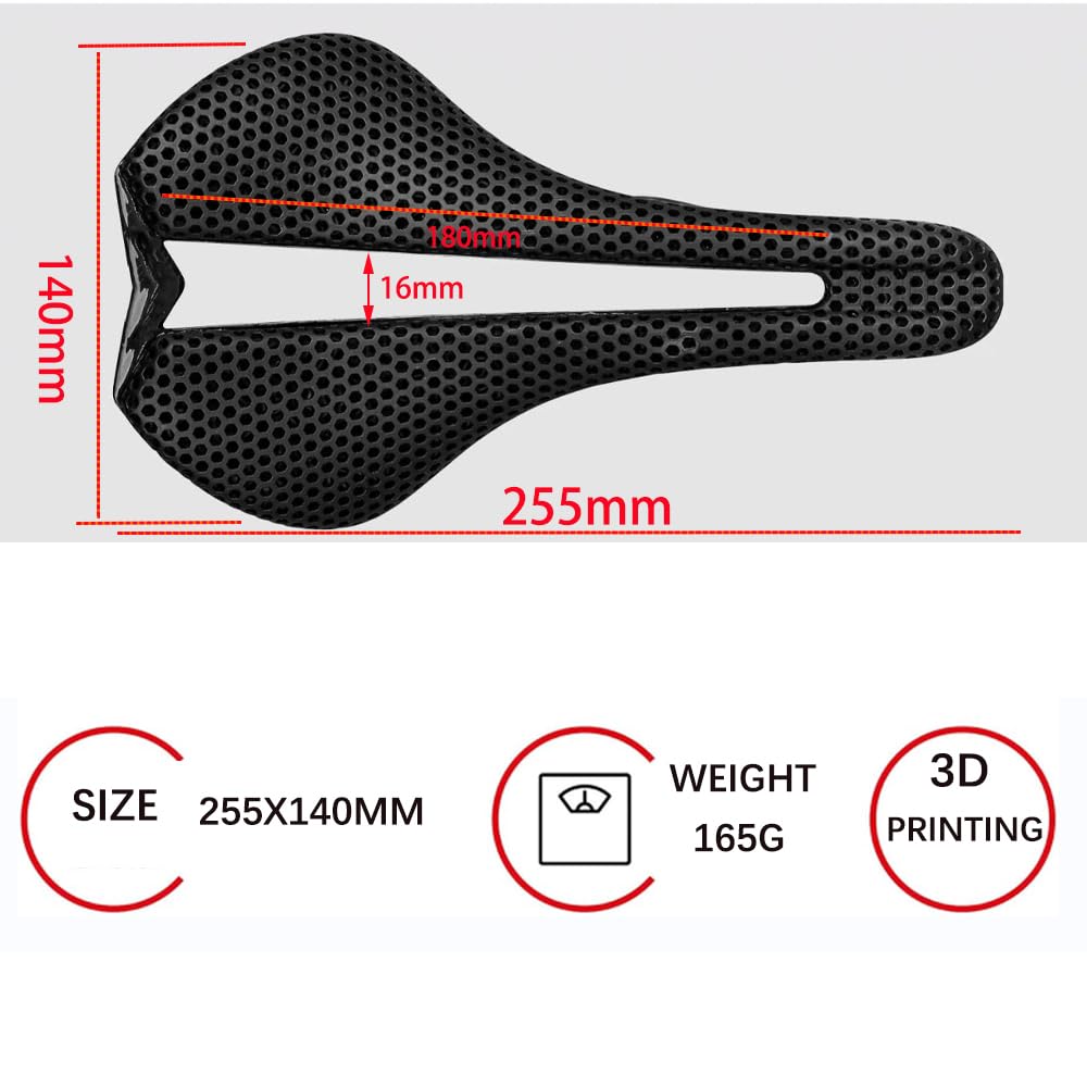 Siodełko rowerowe z nadrukiem 3D, lekkie/miękkie/oddychające/wodoodporne, uniwersalne siedzisko do miejskiego/wyścigowego/MTB siodełka 145 mm (255 x 140 mm)