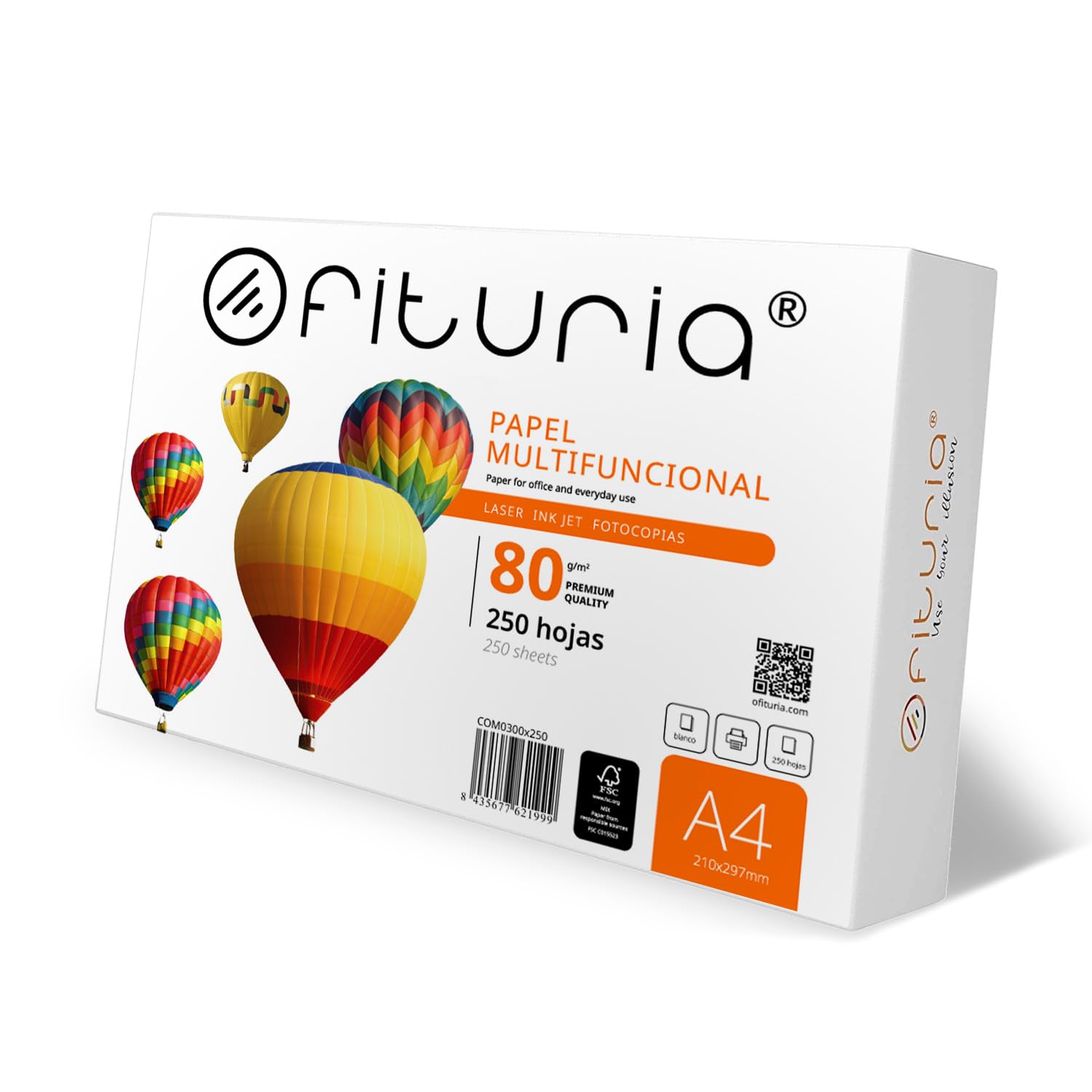A4 Multi-Purpose Paper for Printer and Photocopier, White Paper for Work and Home Use, A4 80 g/m², Pack of 250 Sheets