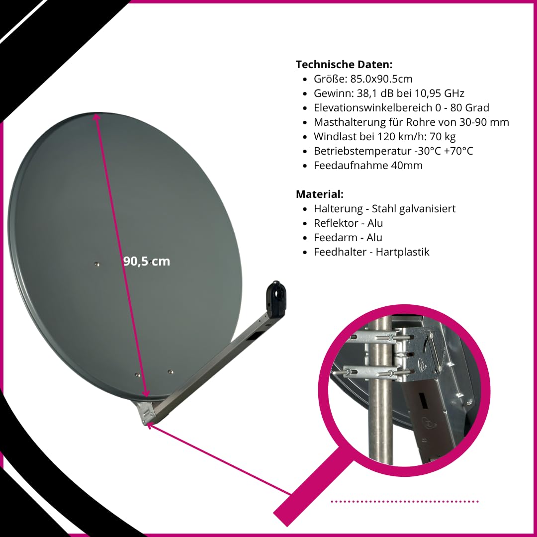 Sat-Spiegel 85cm anthrazit