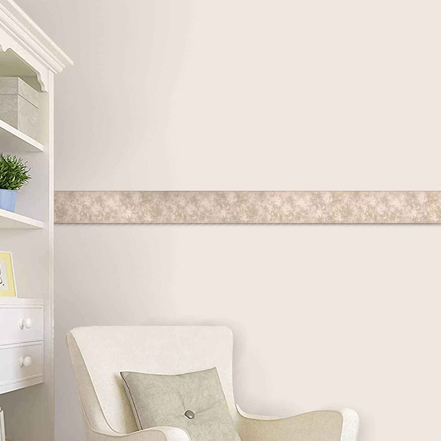 CONCORD WALLCOVERINGS ™ Wallpaper Border Floral Pattern Flowers Leaves for Bedroom Living Room, Beige, 15 ft by 7 in KH5897B