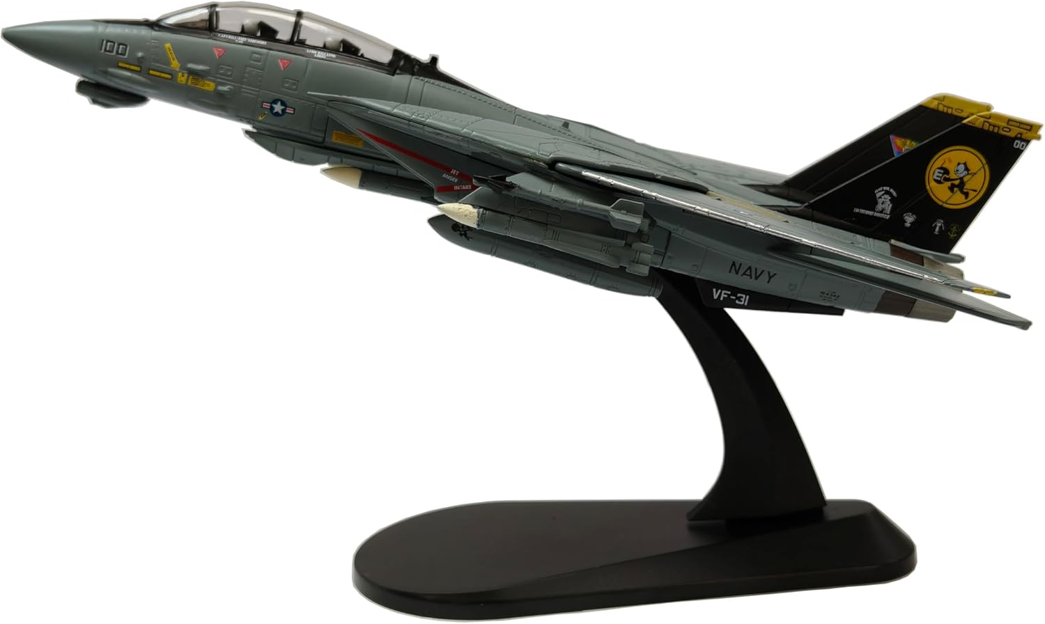 F-14D Super Tomcat Model, Military Fighter Jet for Collections, 1:100 Metal Diecast Highly Detailed Aircraft.