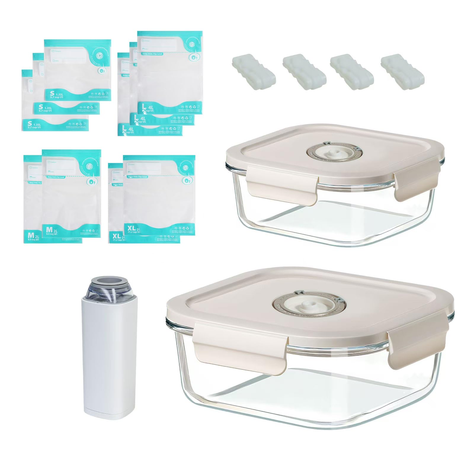 【限定特価】♡美品♡　ニューモ空容器&空箱セット Amazon｜Y K YUKO 融光 真空保存容器 耐熱ガラス 800ML+1230ML