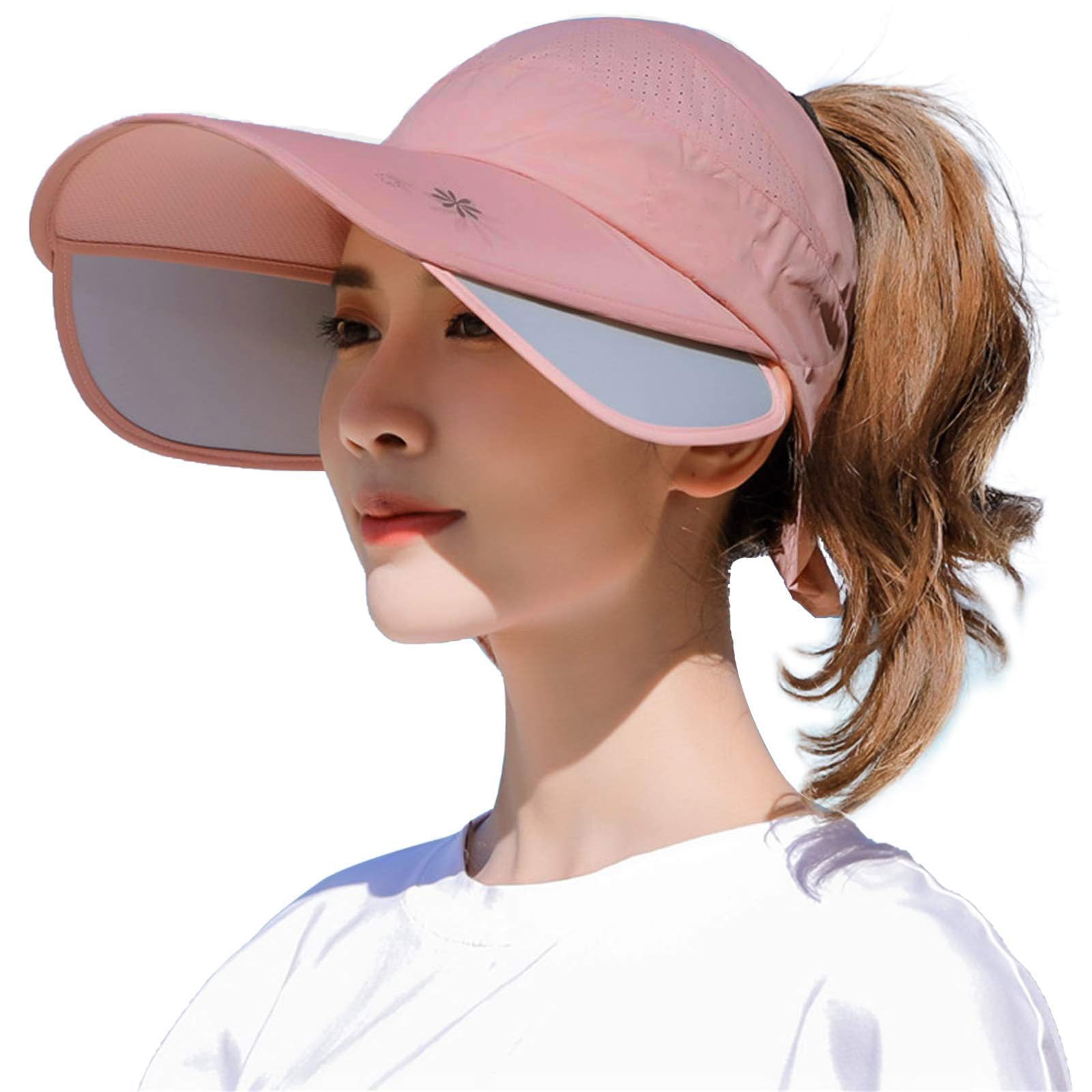 Peicees Wide Brim Visor Hat for Women Golf Visor Cap Sun Protection Hat for Beach Garden Tennis Running Sunshade Hat