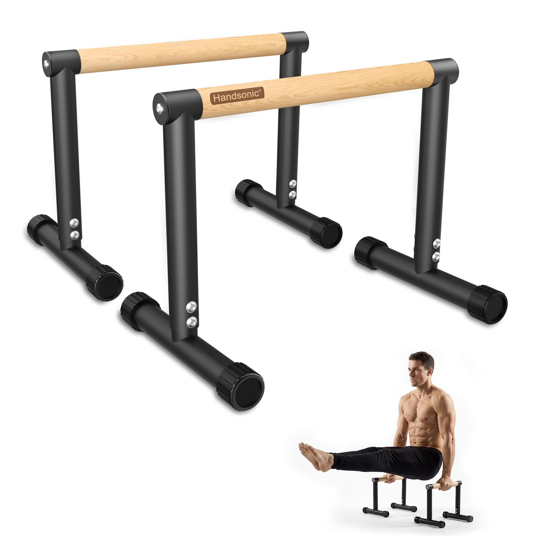 Parallettes, 32.5cm hoch – Push Up Bar & Dip Barren – Rutschfeste Liegestützgriffe aus Holz – Calisthenics Equipment für Indoor & Outdoor – Ideal für Heim-Fitness, Handstand & L-Sit