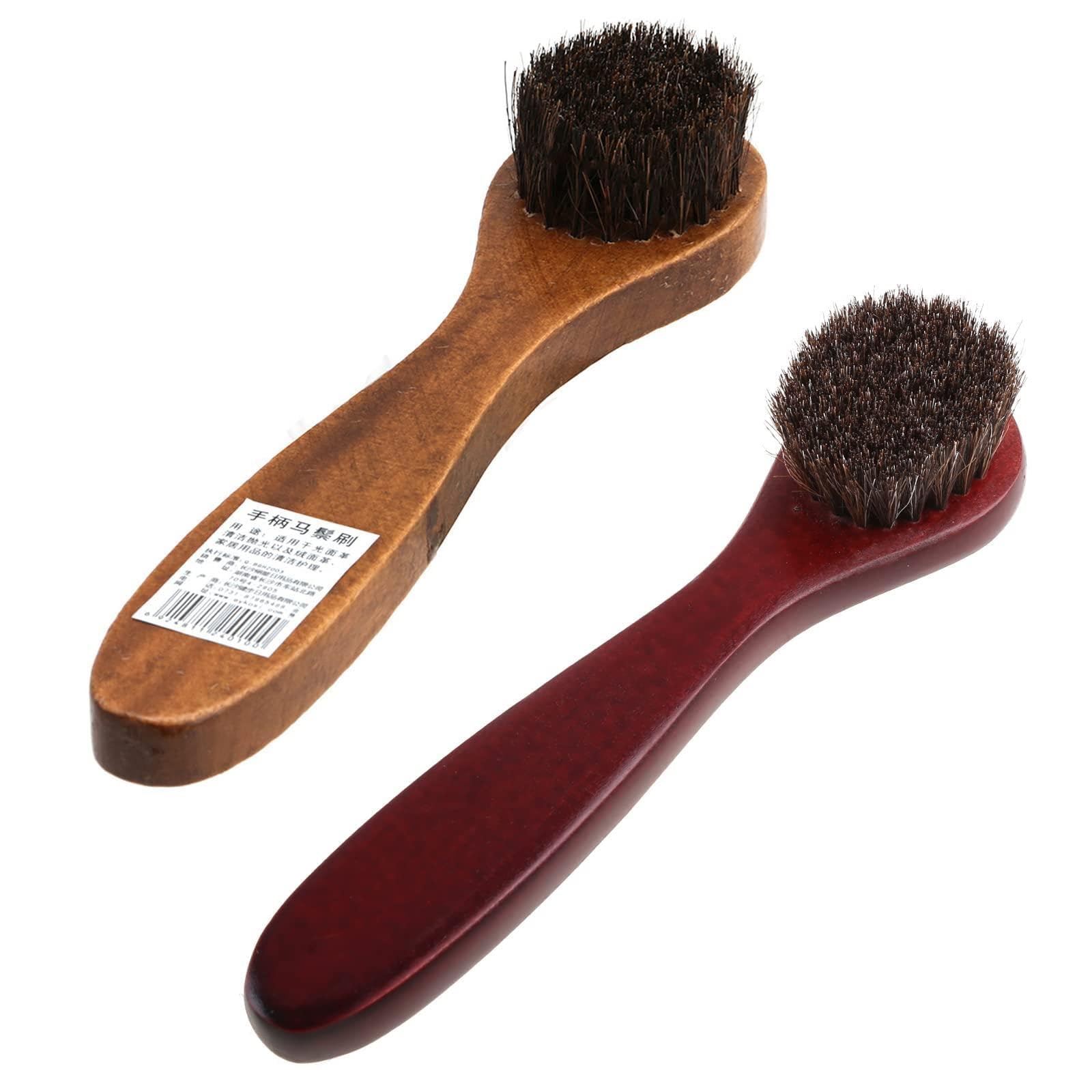 MHADBKH Wooden Handle Bristle Horse Hair Shoe Boot Brushes Polish Applicator Dauber Soft Bristles Laundry Brush