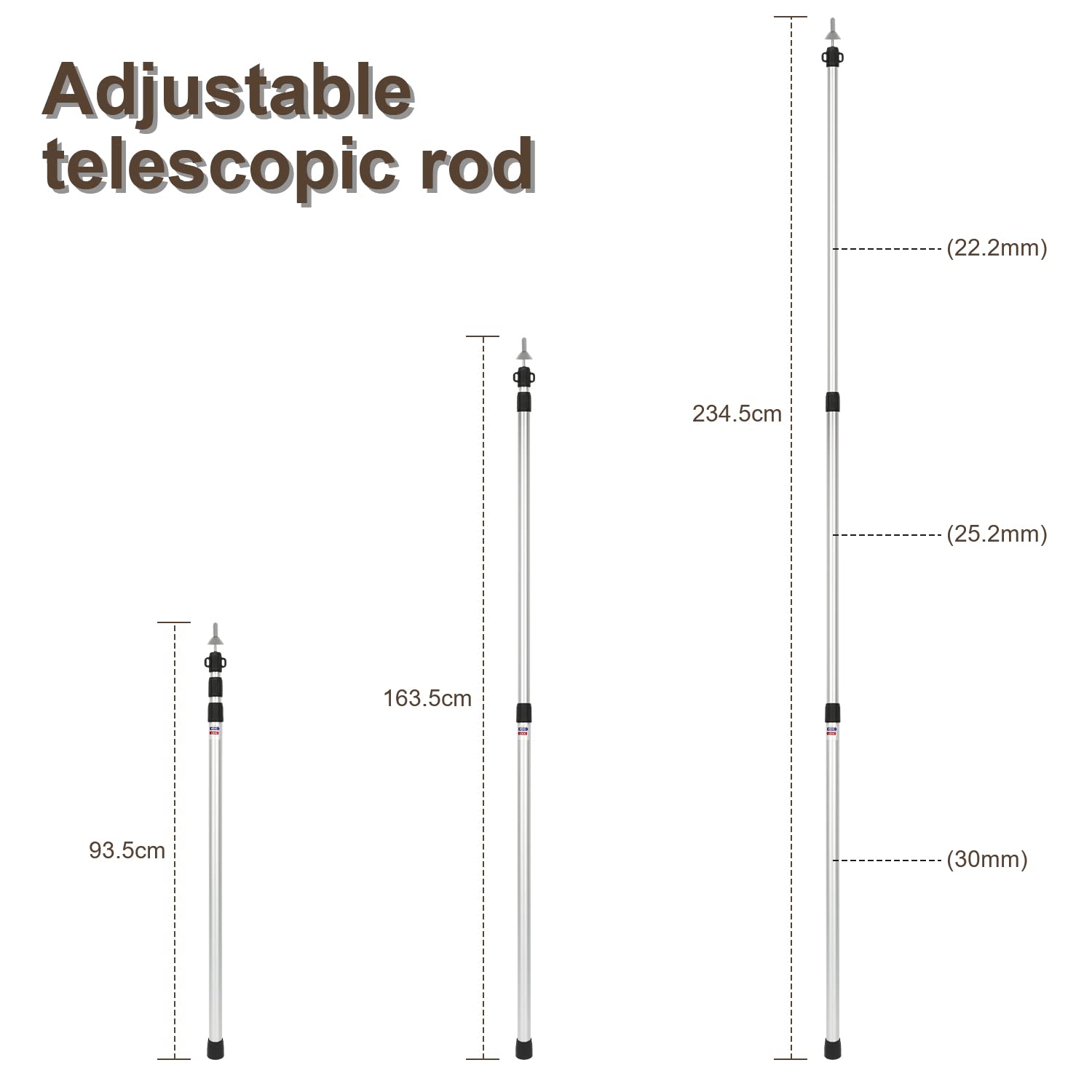 Zeltstangen Tarpstangen, Aluminium Aufstellstange, Leichte Teleskopstangen für Zeltfliegen Tarps, Ersatz-Zeltstangen Outdoor-Sport-Camping Verstellbares Teleskop