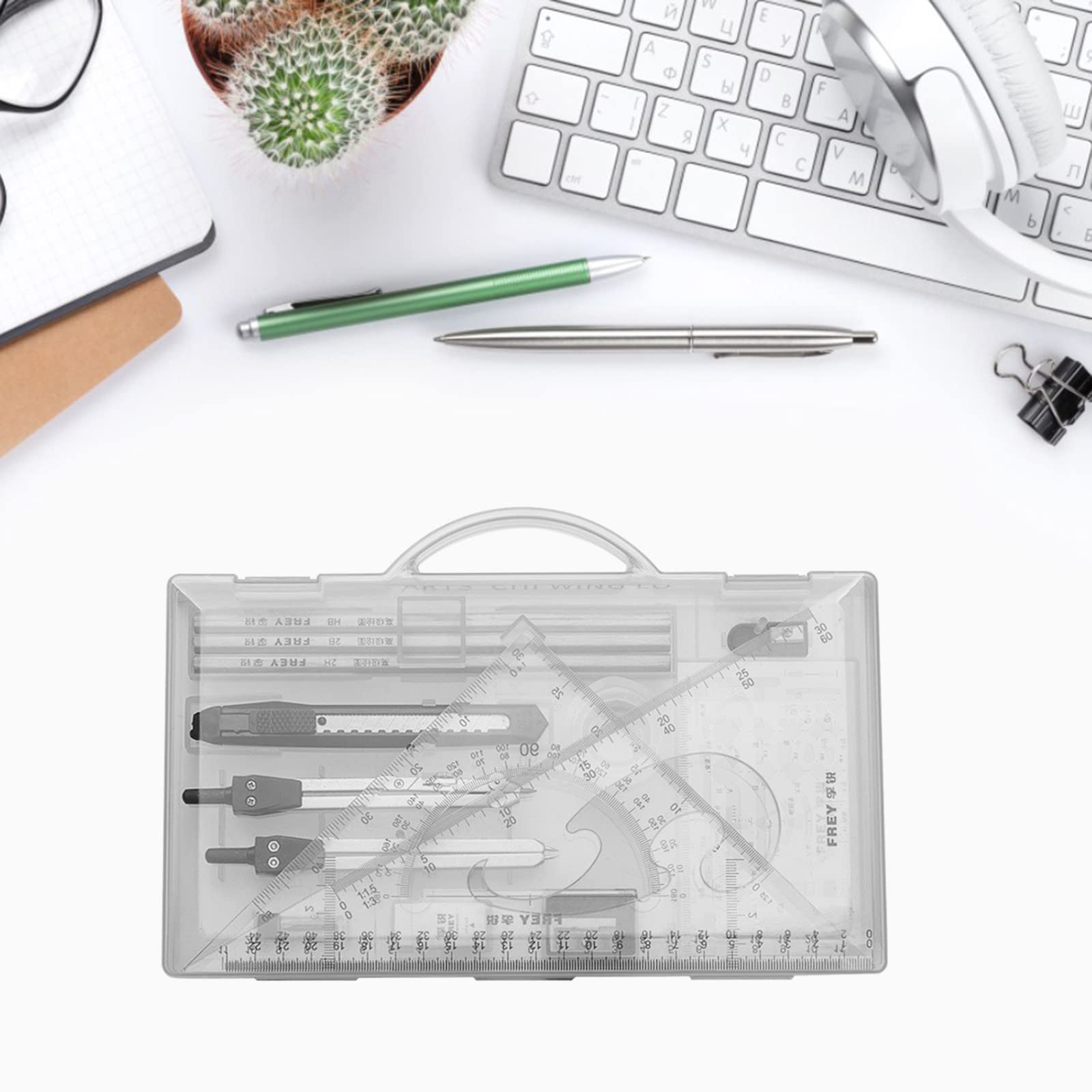 Outils De Dessin, Jeu De Géométrie,Ensemble De Géométrie Professionnel De 16 Pièces Avec Règles En Métal | Ensemble Boussole Et Rapporteur, Ensemble De Dessin, Fournitures D'architecture, Crayons à De
