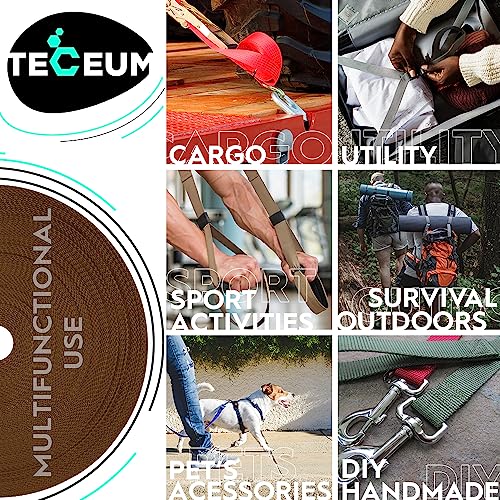 Image of TECEUM 3 /4 inch & 5 /8 inch & 1 inch & 1.5 inch & 2 inch Webbing - 10 25 50 Yards - 40+ Colors - Heavy Duty 1 Inch 1.5 Inch 2 Inch Backpack Straps - Webbing for Outdoors Indoors Crafting DIY