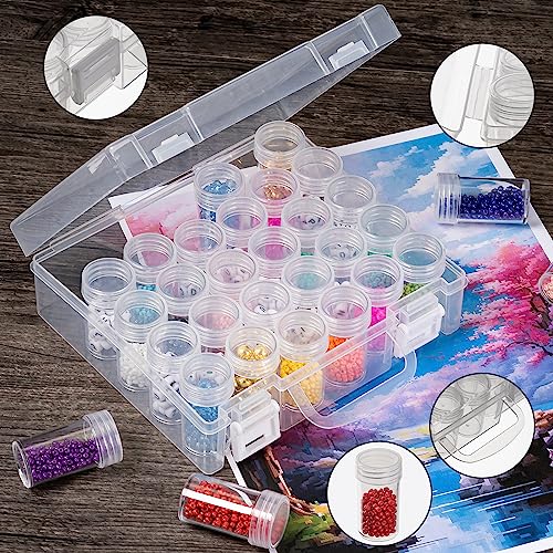 JIZIYRUO 30 Grids Diamond Painting Storage Boxes, Clear Plastic Bead Storage Organizer Box - Image 3