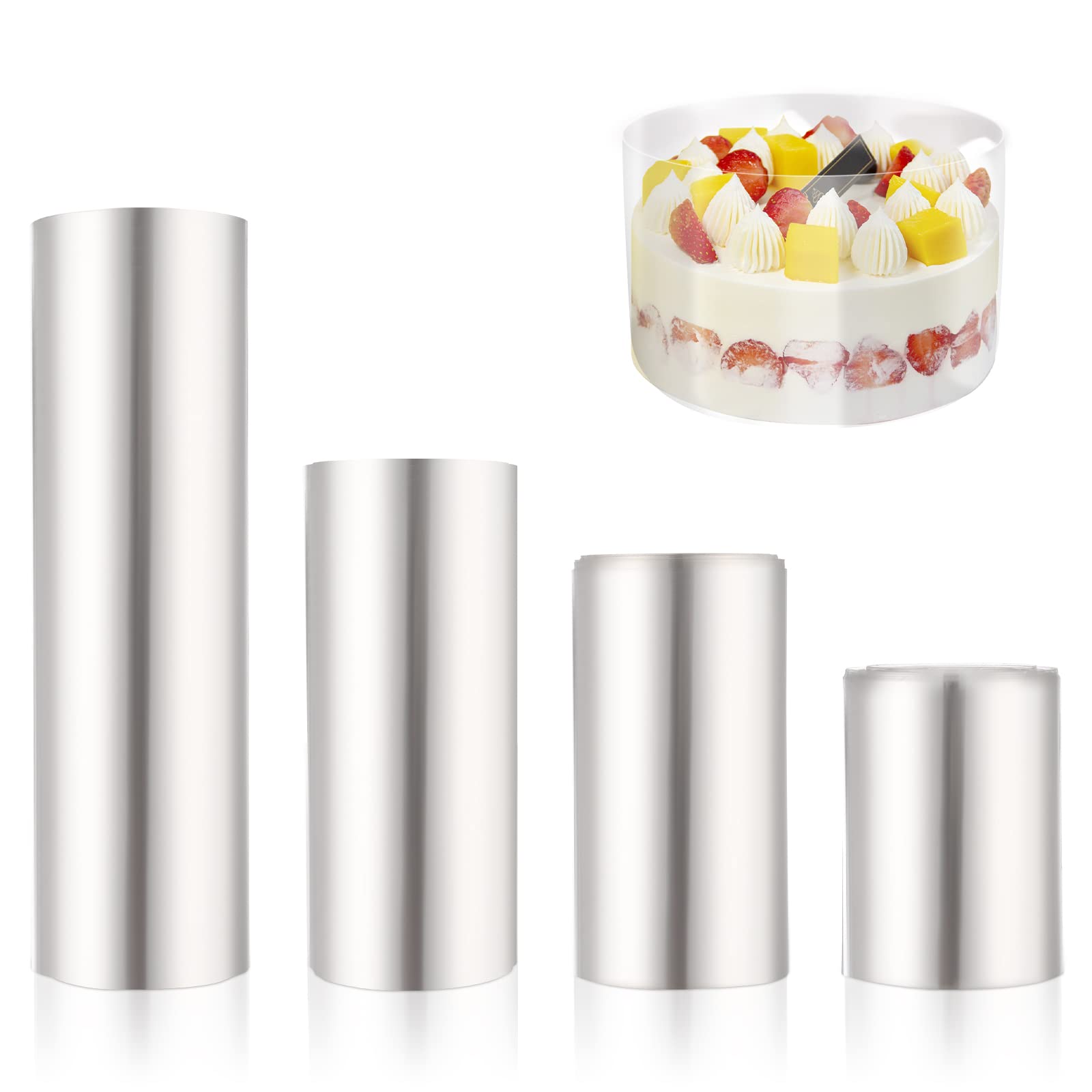 Deruaku Cake Collars,Acetate Sheets 6/8/10/15cm x 10m,Clear Transparent Acetate Roll,Acetate Cake Sheet for Chocolate Mousse,Cake Decorating,Crafting