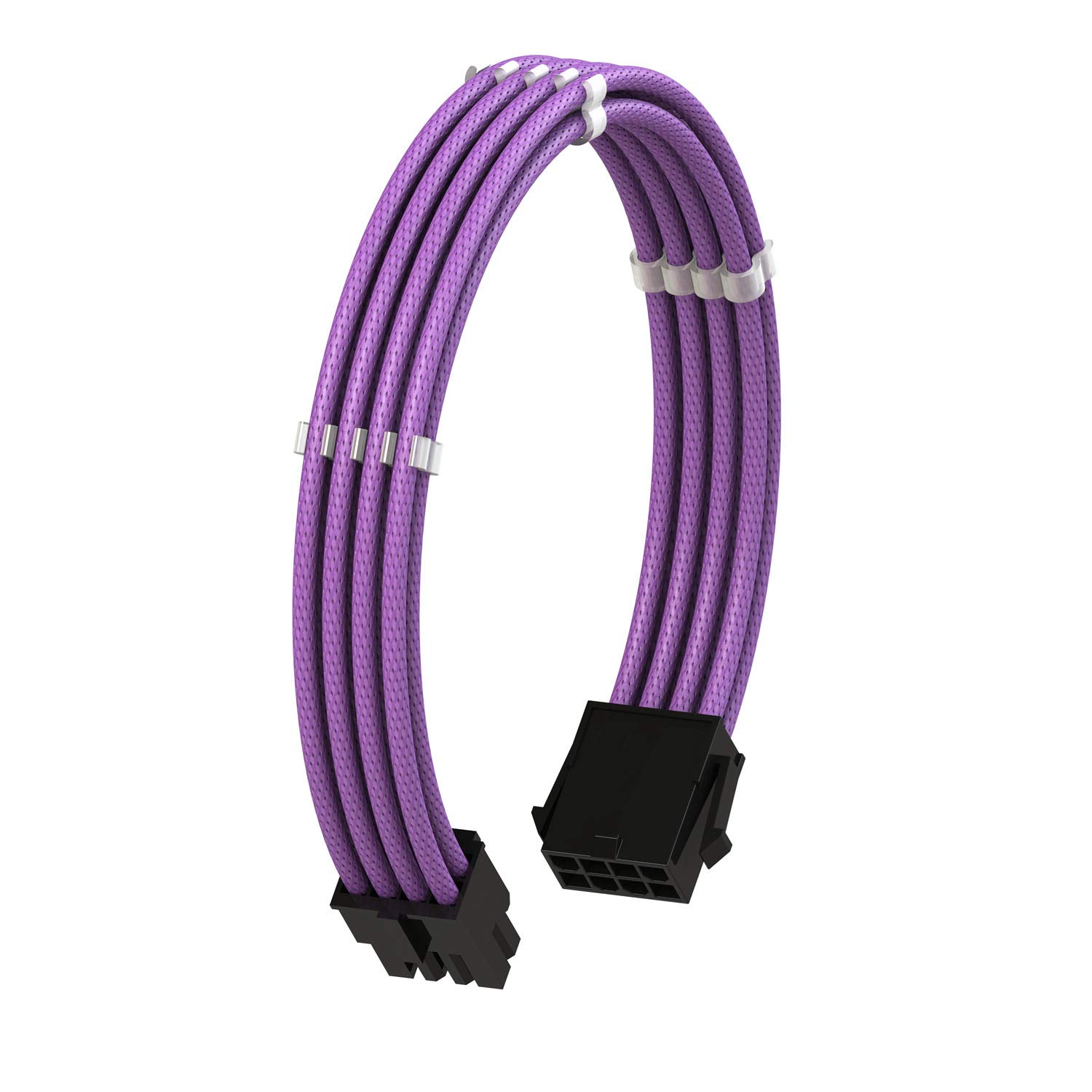 LINKUP - 30cm EPS 8 (4+4) P CPU ATX Motherboard PSU Power Supply Braided Sleeved Custom Mod PC Extension Cable w/Combs┃Strong & Stiff Design┃Single Pack┃300mm - Purple