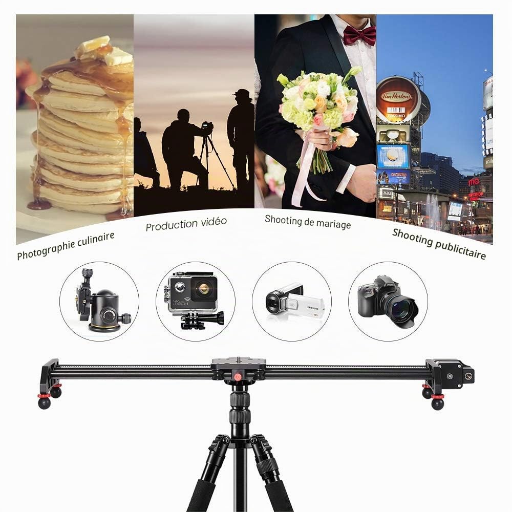 GVM Curseur de Caméra Motorisé, Glissière de Caméra avec Photographie en Accéléré, Dolly Rail Slider avec Télécommande, Curseur Vidéo en Alliage d'aluminium pour Photographie de Film d'interview