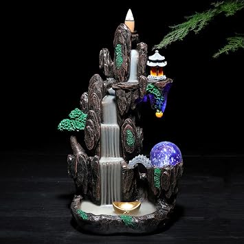 Backflow Incense Holder Waterfall Incense Burner Home Decor Aromatherapy Ornament Incense Cones with Backflow Incense Cones Free Gold Ingot