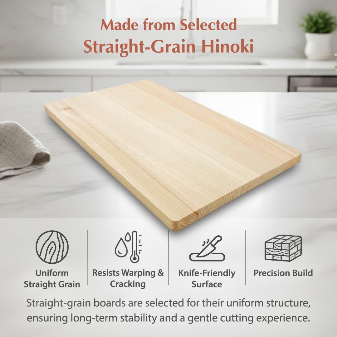 TIKUSAN Natural Cypress Hinoki Cutting Board Made In Japan (Small 14.2″×8.7″) - Image 6