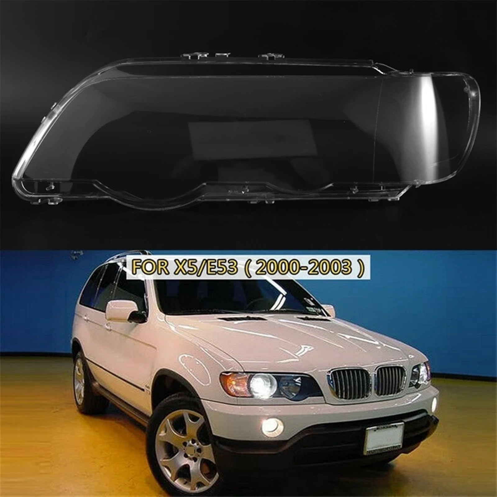 Lente Faro Delantero Para BMW Para X5 E53 1998-2003 Cubierta Faro Izquierdo Y Derecho Cubierta Lente Faro Automóvil Cubierta Cubierta Lámpara Carcasa Pantalla Lámpara Cubierta Faro Delantero(Right