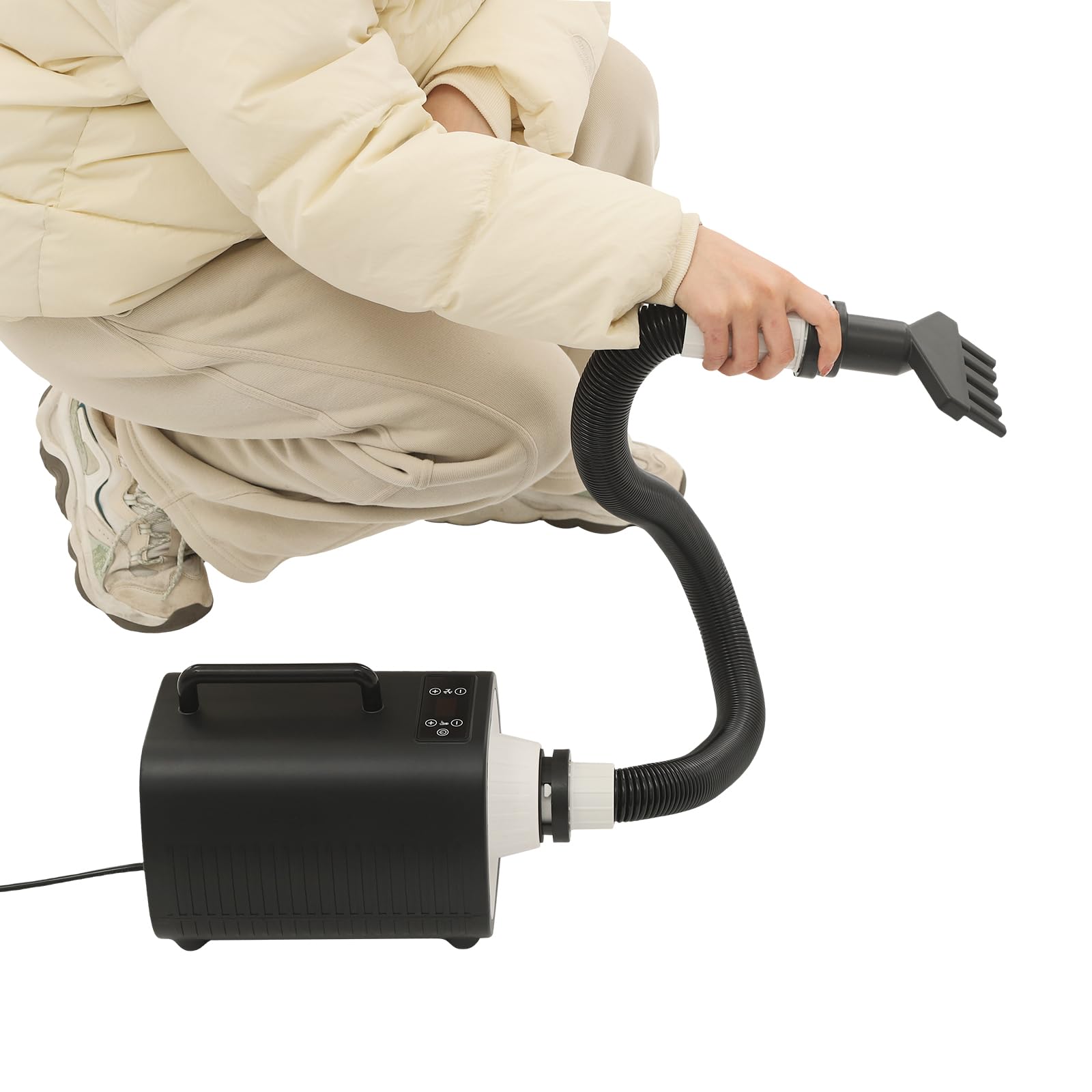 Asciugacapelli professionale per animali domestici, 2100 W, con 9 livelli e 3 ugelli, temperatura 25-60 °C, protezione contro il surriscaldamento, asciugacapelli per cani e gatti (nero)