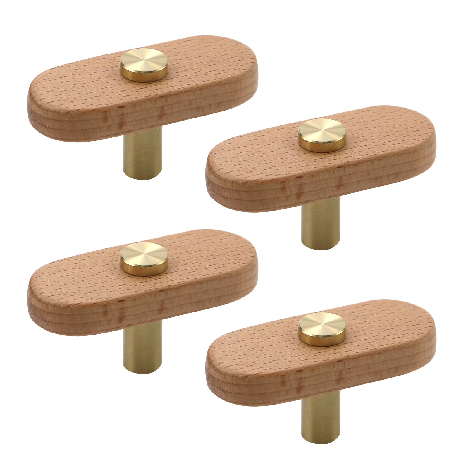 Snapklik.com : 4 Pack Wood Kitchen Cabinet Knobs Single Hole Dresser Knobs Wood Drawer Pulls ...
